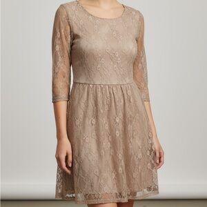 Love Reign Lace Dress in Taupe